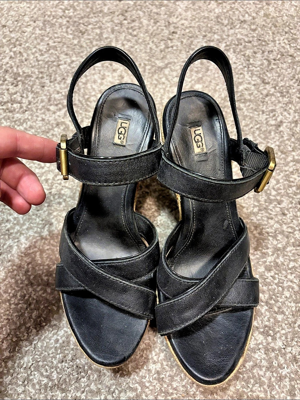 UGG Cloverdale Wedge Sandal Black & Brown US 8
